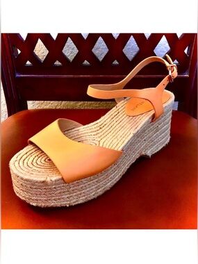 ANTONIO MELANI Cavaaa Espadrille Platform Wedge Sandal Cantaloupe 8.5 NWOB